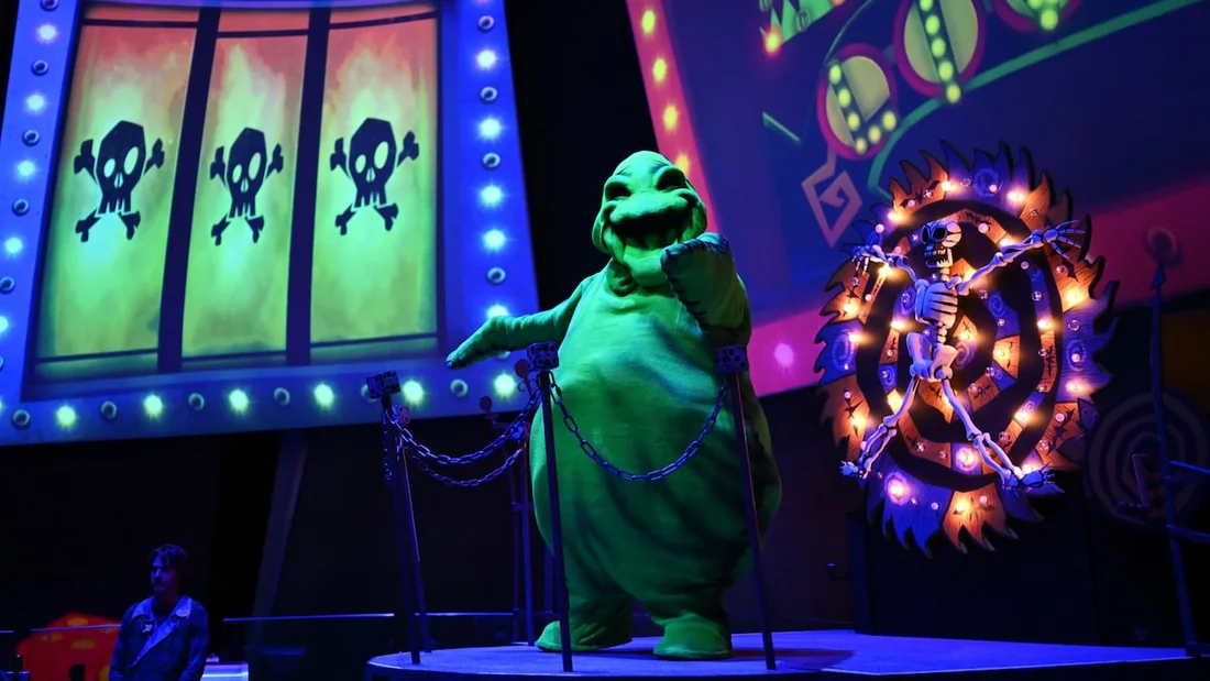 Oogie Boogie onstage at his Disney California Adventure Halloween party; official Disney promotional photograph on the 2026 event page.